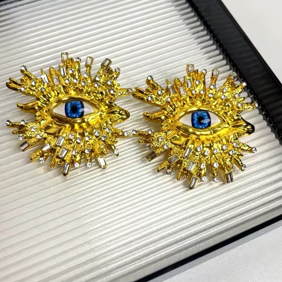 Atelier Baroque-Lola-Vintage Evils Eyes Earrings With Crystals 2025Trendy - Picture 3 of 6